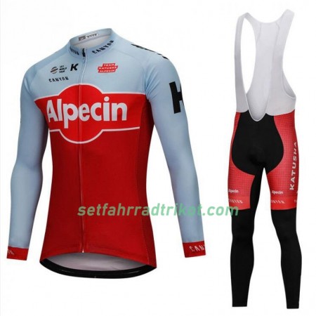 Radbekleidung Radtrikot Langarm + Lang Trägerhose 2018 Team Katusha Alpecin N001